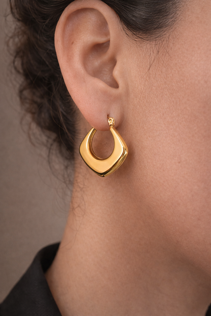 Diamond Shaped Gold Hoop