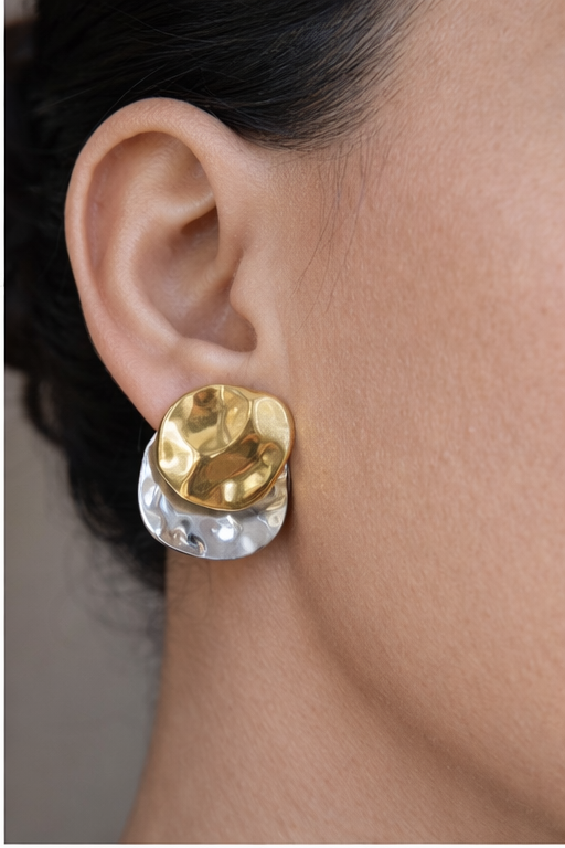 Abstract Organic Gold Statement Earrings – Chunky Modern Studs