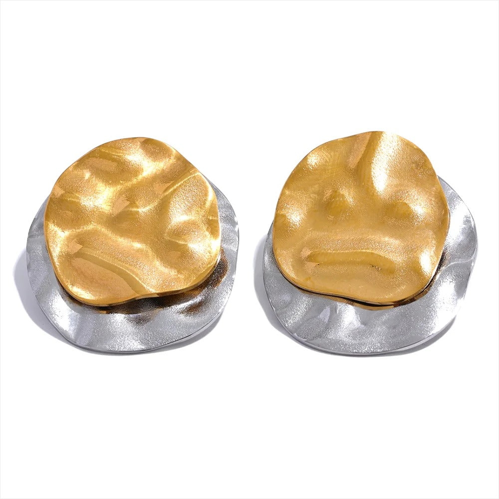 Abstract Organic Gold Statement Earrings – Chunky Modern Studs