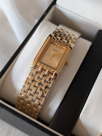 Combo Gold Chain Watch + Tennis Bracelet