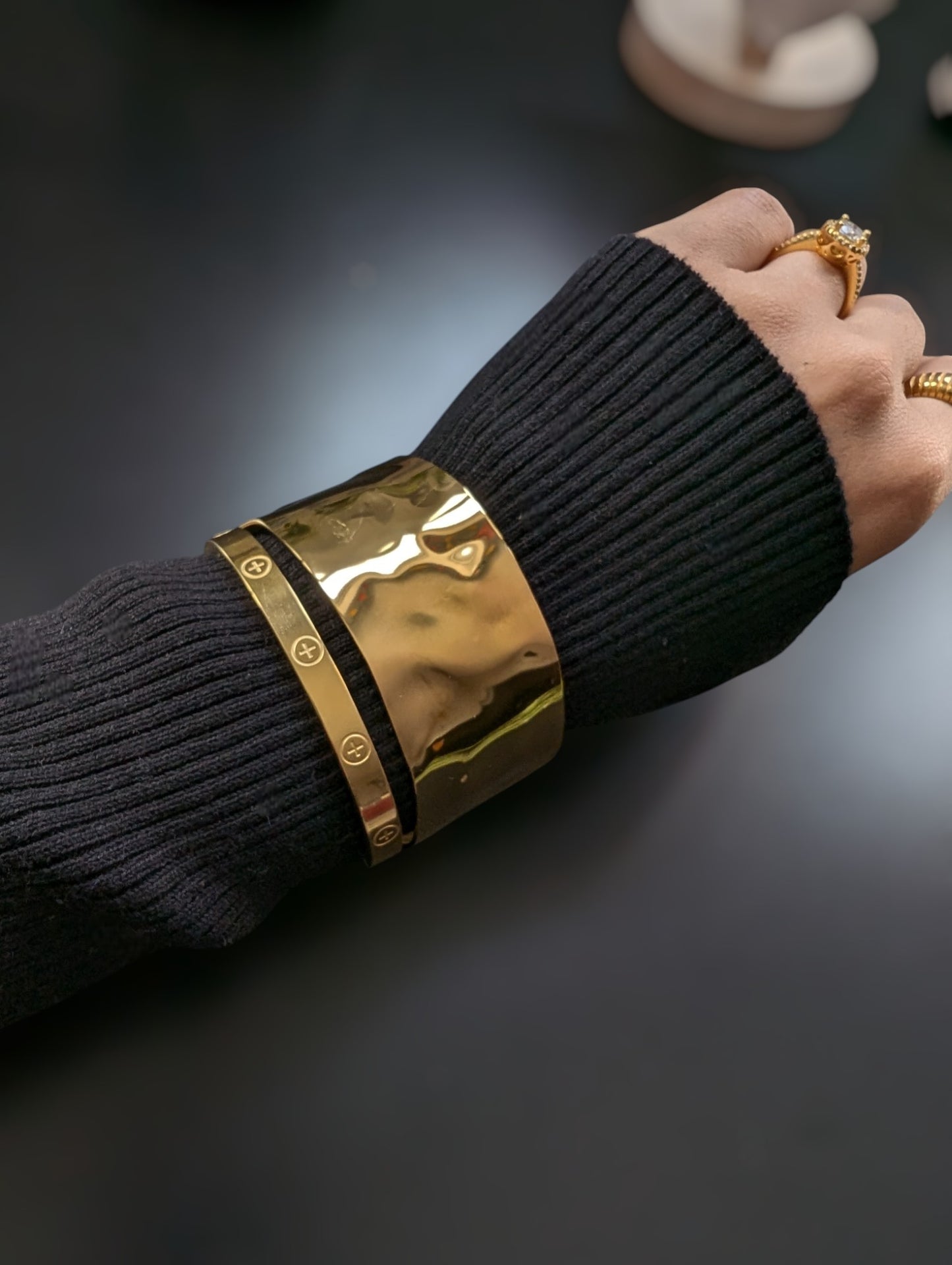 Sculpted Statement Silver Bangle